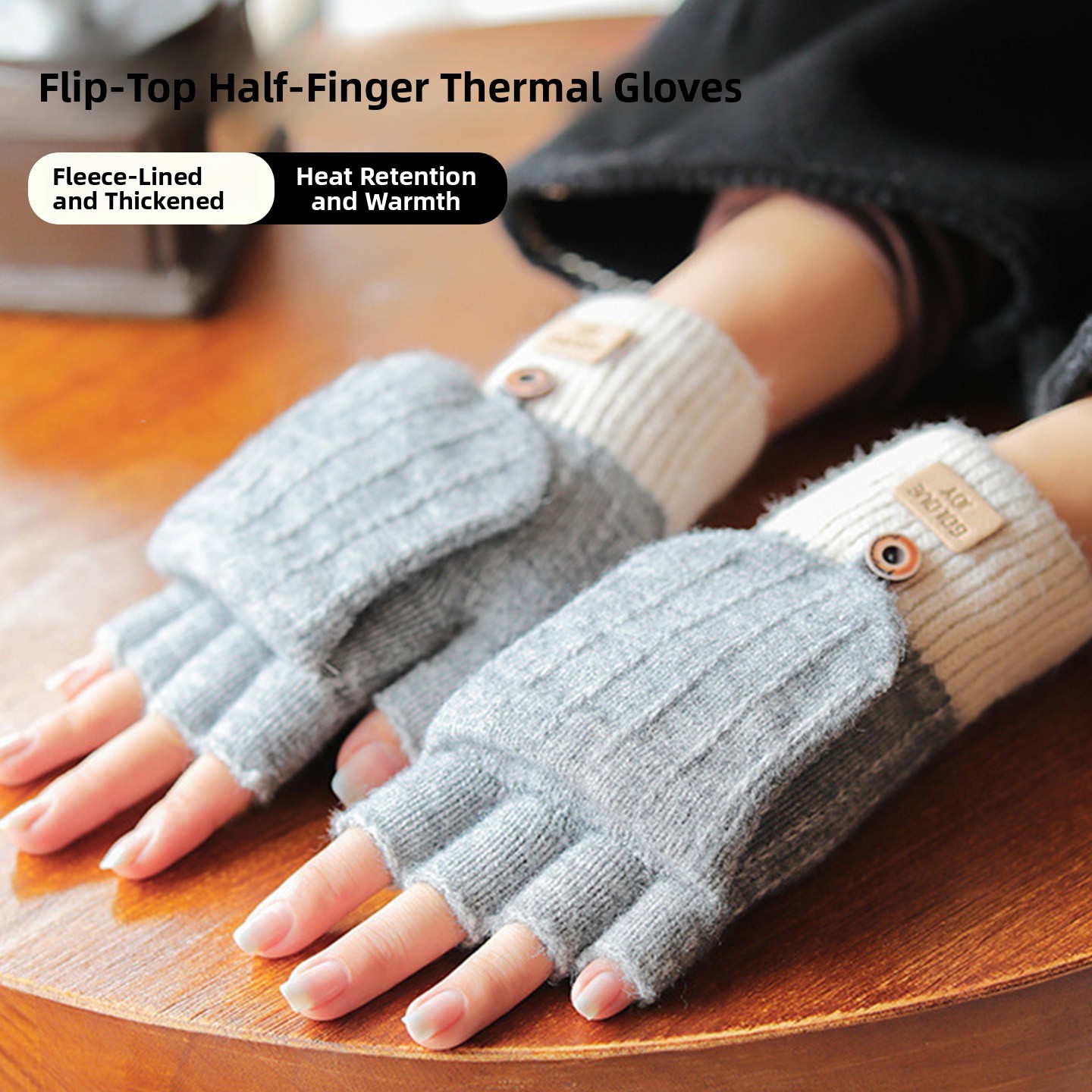 Wool Glove Lined - Women's Winter Fleece Lined Flip Cover