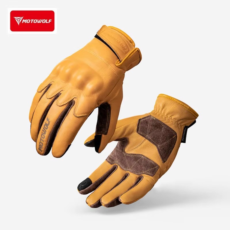 Leather Motorcycle Gloves Retr - Motorcycle Glove Knuckle 评论和价格