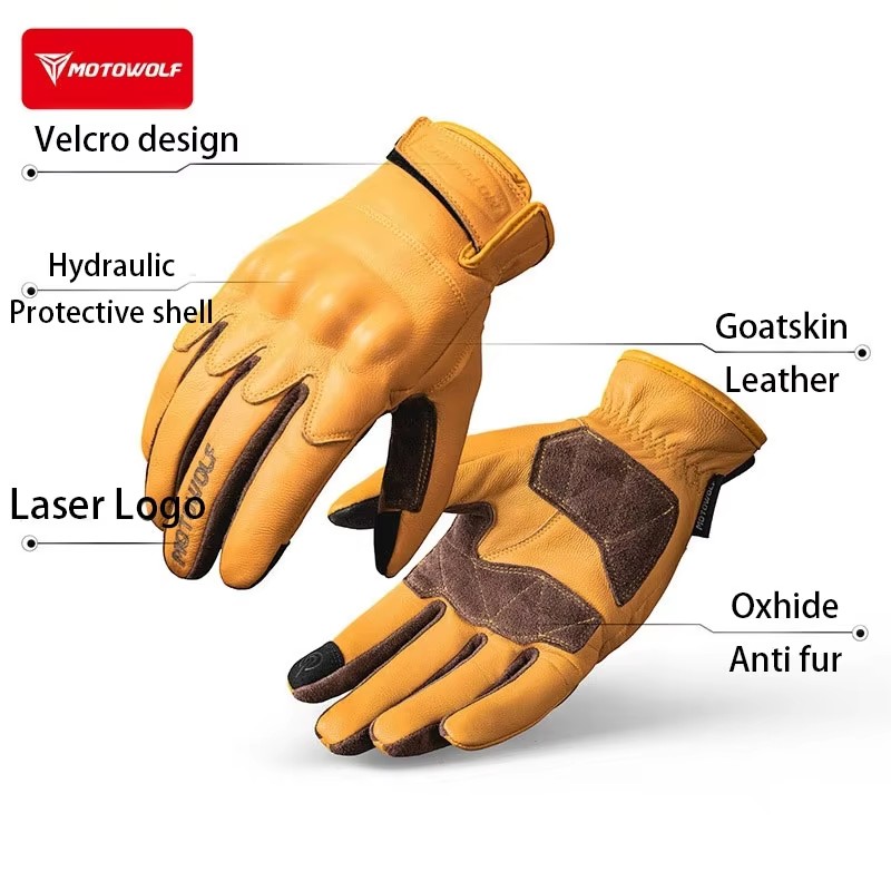 Leather Motorcycle Gloves Retr - Motorcycle Glove Knuckle 评论和价格