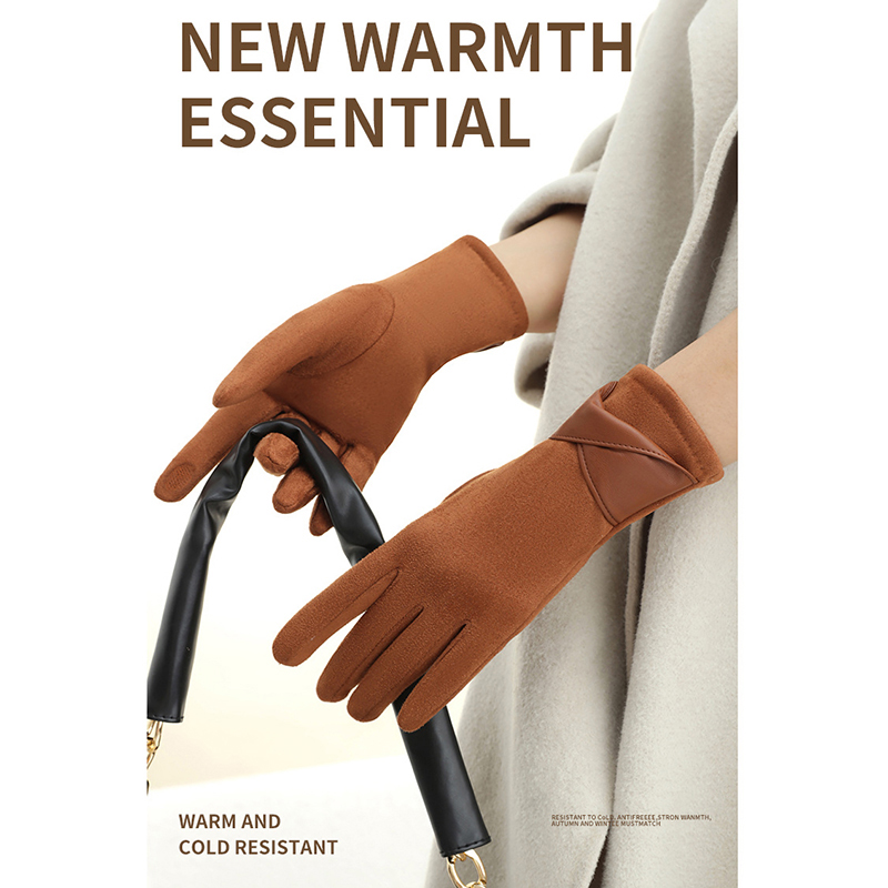 1 Pair Suede Gloves For Women  - Leather Driving Glove 评论和价格