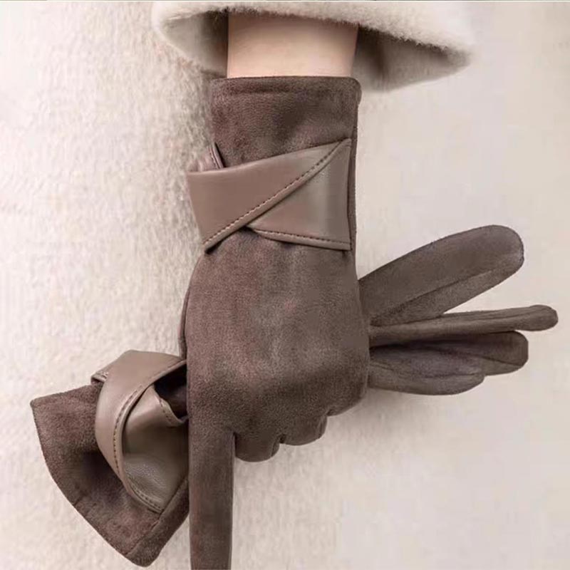 1 Pair Suede Gloves For Women  - Leather Driving Glove 评论和价格